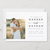 Boho-Minimalist-QR-Code-Foto-Hochzeit Einladung (Vorderseite)