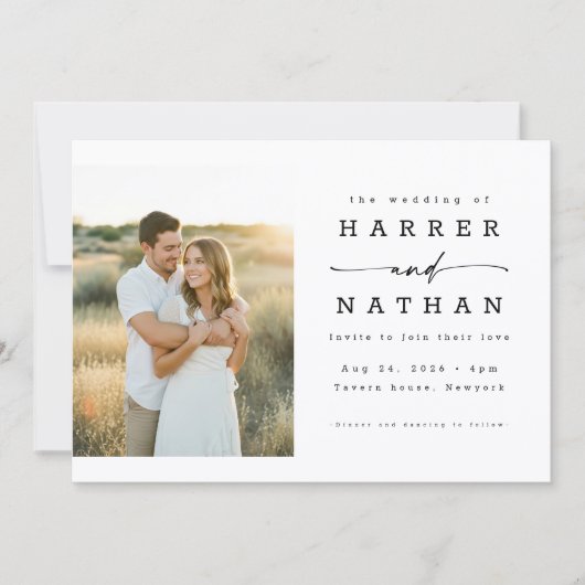 Boho-Minimalist-QR-Code-Foto-Hochzeit Einladung (Vorderseite)