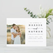 Boho Minimalist QR Code Photo Wedding Einladung (Stehend Vorderseite)