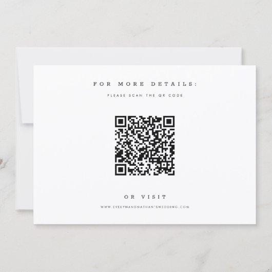 Boho Minimalist QR Code Photo Wedding Einladung (Rückseite)