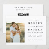 Boho Minimalist QR Code Photo Wedding Einladung (Vorne/Hinten)