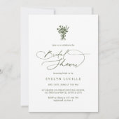 Boho-Minimalist-Script Oliven Grünes Brautbad Einladung (Vorderseite)