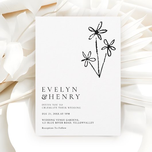 Boho Minimalist Simple Chic Wedding Einladung