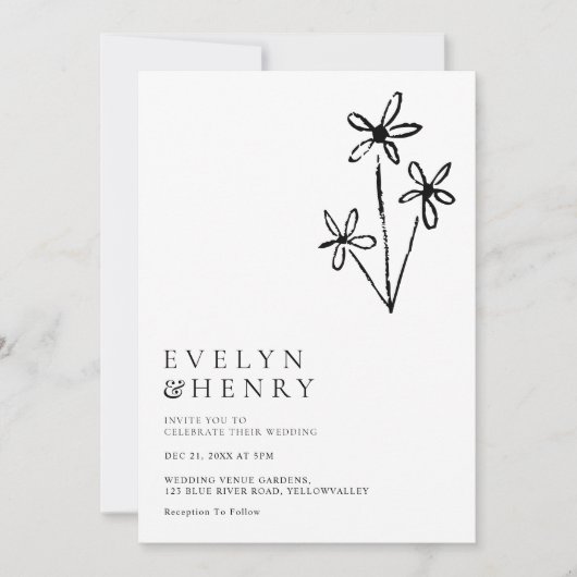 Boho Minimalist Simple Chic Wedding Einladung (Vorderseite)