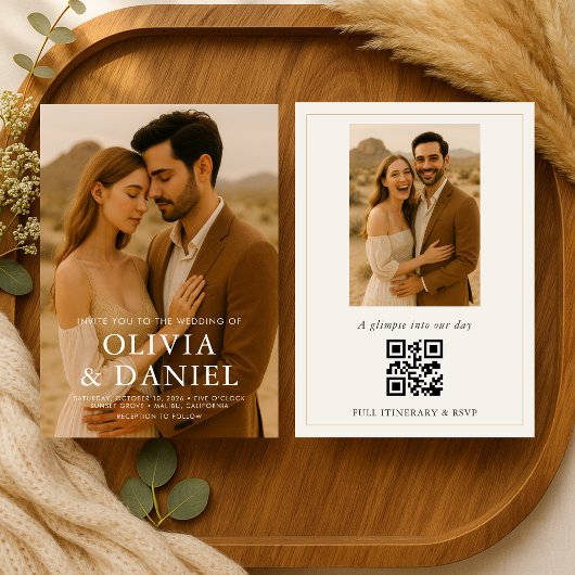 Boho Minimalist Simple Photo Wedding Einladung