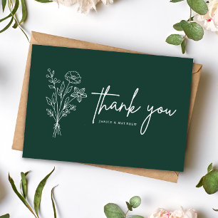 Boho-Minimalist Smaragd-Hochzeits-Dankeschön Postkarte