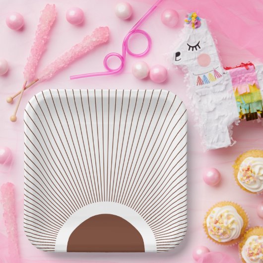 Boho Minimalist Sun Pappteller (Party)