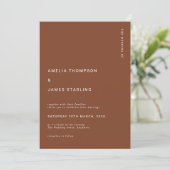 Boho Minimalist Terracotta Fall Simple Wedding Einladung (Stehend Vorderseite)