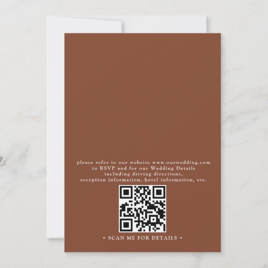 Boho Minimalist Terracotta Western QR Code Wedding Einladung (Rückseite)
