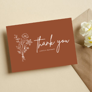 Boho-Minimalist Terrakotta Hochzeits-Dankeschön Postkarte