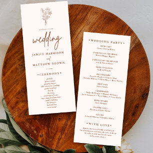Boho-Minimalist Terrakotta-Hochzeitsprogramm