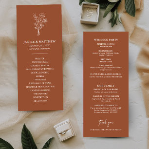 Boho-Minimalist Terrakotta-Hochzeitsprogramm