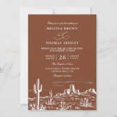 Boho-Minimalist Terrakotta-Western-QR-Code-Hochzei Einladung (Vorderseite)