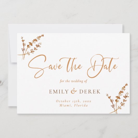 Boho Minimalist Wedding Save The Date Einladung (Vorderseite)