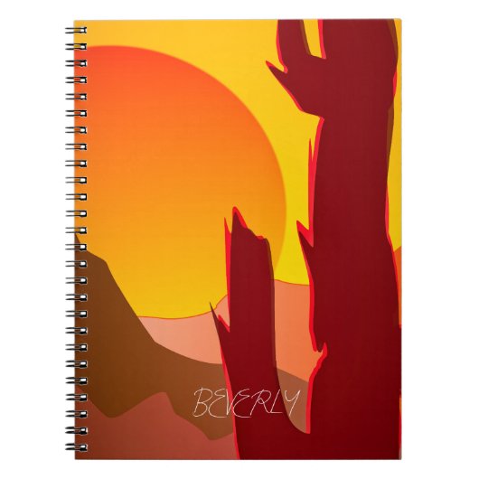 BOHO-MINIMALIST-WÜSTENSONNENUNTERGANG-GRAFIK NOTIZBLOCK (Vorderseite)