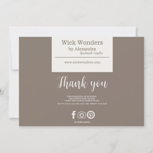 Boho Minimalistic Candle Making Dankeskarte (Vorderseite)