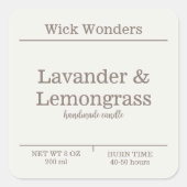 Boho Minimalistic Candle Making Label Quadratischer Aufkleber (Vorderseite)