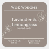 Boho Minimalistic Candle Making Label Quadratischer Aufkleber (Vorderseite)