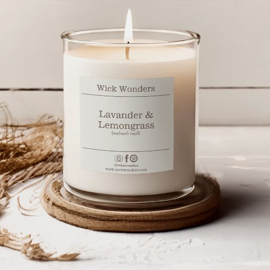 Boho Minimalistic Candle Making Label Quadratischer Aufkleber