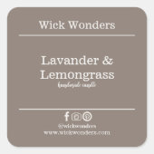 Boho Minimalistic Candle Making Label Quadratischer Aufkleber (Vorderseite)