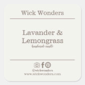 Boho Minimalistic Candle Making Label Quadratischer Aufkleber (Vorderseite)
