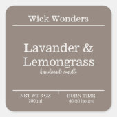 Boho Minimalistic Candle Making Label Quadratischer Aufkleber (Vorderseite)