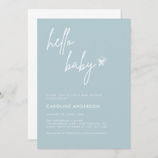 Boho Minimalistisch Baby Duwer Gender Neutral Einladung (Vorne/Hinten)