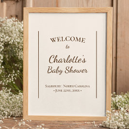 Boho Minimalistisch Beige Baby Dusche Willkommensp Poster