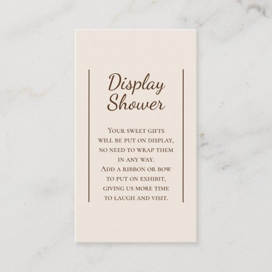 Boho Minimalistisch Beige Babydusche Begleitkarte (Vorderseite)