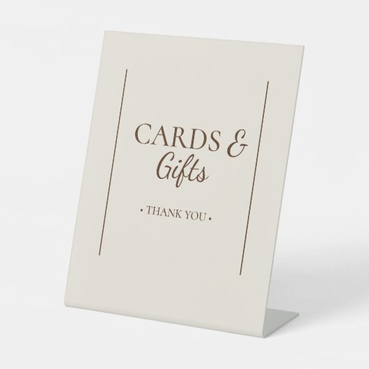 Boho Minimalistisch Beige Babyduschkarten und Gesc Sockelschild (Vorderseite)