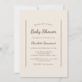 Boho Minimalistisch Beige Gender Neutral Baby Dusc Einladung (Vorderseite)