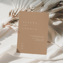 Boho Minimalistisch Beige Tan Wedding Einladung