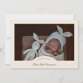 Boho Minimalistisch Beige Zwei-Foto-Geburt Ankündigung (Vorderseite)