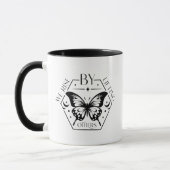 Boho Minimalistisch Black and White Butterfly ziti Tasse (Links)