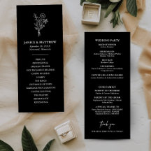 Boho Minimalistisch Black and White Wedding Progra