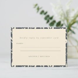 Boho Minimalistisch Black Hand Drawn Floral Weddin RSVP Karte