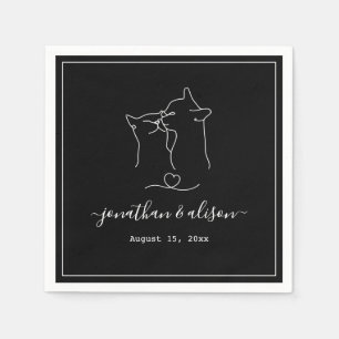 Boho Minimalistisch Black & White Verlobung Hochze Serviette