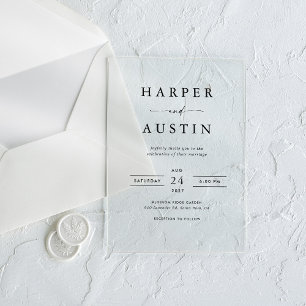 Boho Minimalistisch Black & White Wedding Acryleinladungen