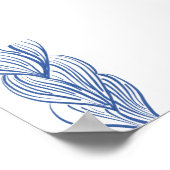 Boho Minimalistisch Blue Line Art Poster (Ecke)