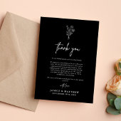 Boho Minimalistisch Botanicals Black Hochzeit im H Dankeskarte