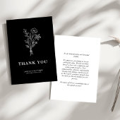 Boho Minimalistisch Botanicals Black Wedding Dankeskarte