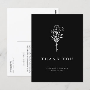 Boho Minimalistisch Botanicals Black Wedding Viele Postkarte