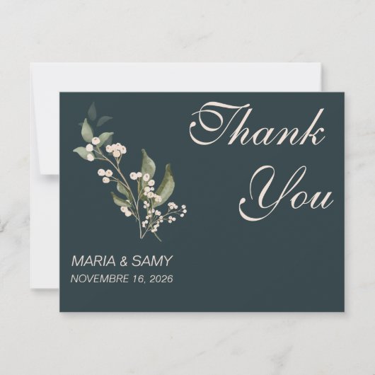 Boho Minimalistisch Botanicals grün Danke (Vorderseite)