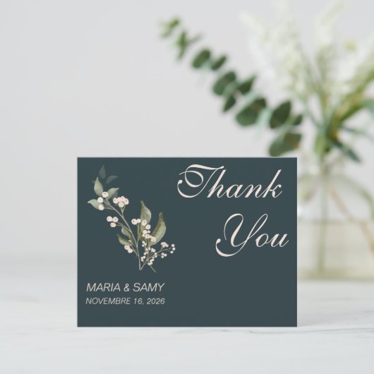 Boho Minimalistisch Botanicals grün Danke (Stehend Vorderseite)