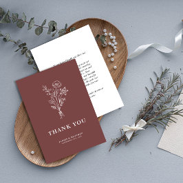 Boho Minimalistisch Botanicals Mauve Wedding Dankeskarte
