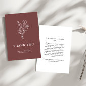 Boho Minimalistisch Botanicals Mauve Wedding Dankeskarte