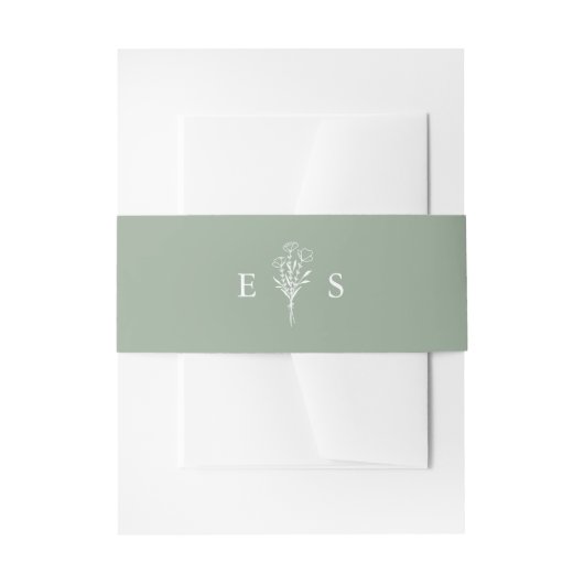 Boho Minimalistisch Botanicals Sage Green Wedding Einladungsbanderole (Vorderseite Beispiel)