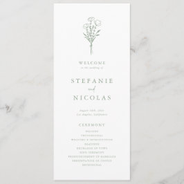 Boho Minimalistisch Botanicals Sage Green Wedding Programm