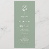Boho Minimalistisch Botanicals Sage Green Wedding Programm (Vorderseite)