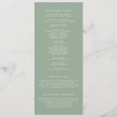 Boho Minimalistisch Botanicals Sage Green Wedding Programm (Rückseite)